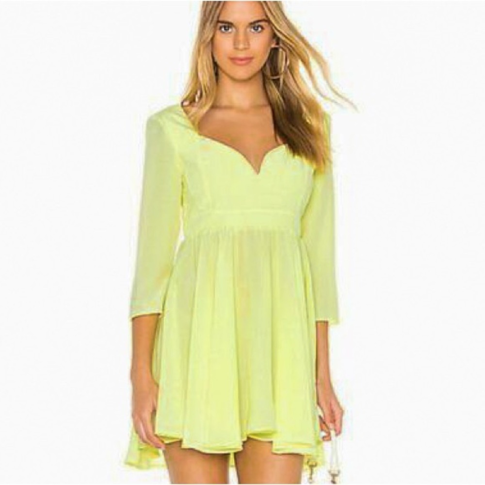 Selkie Juliet sweetheart mini dress in bright yellow
